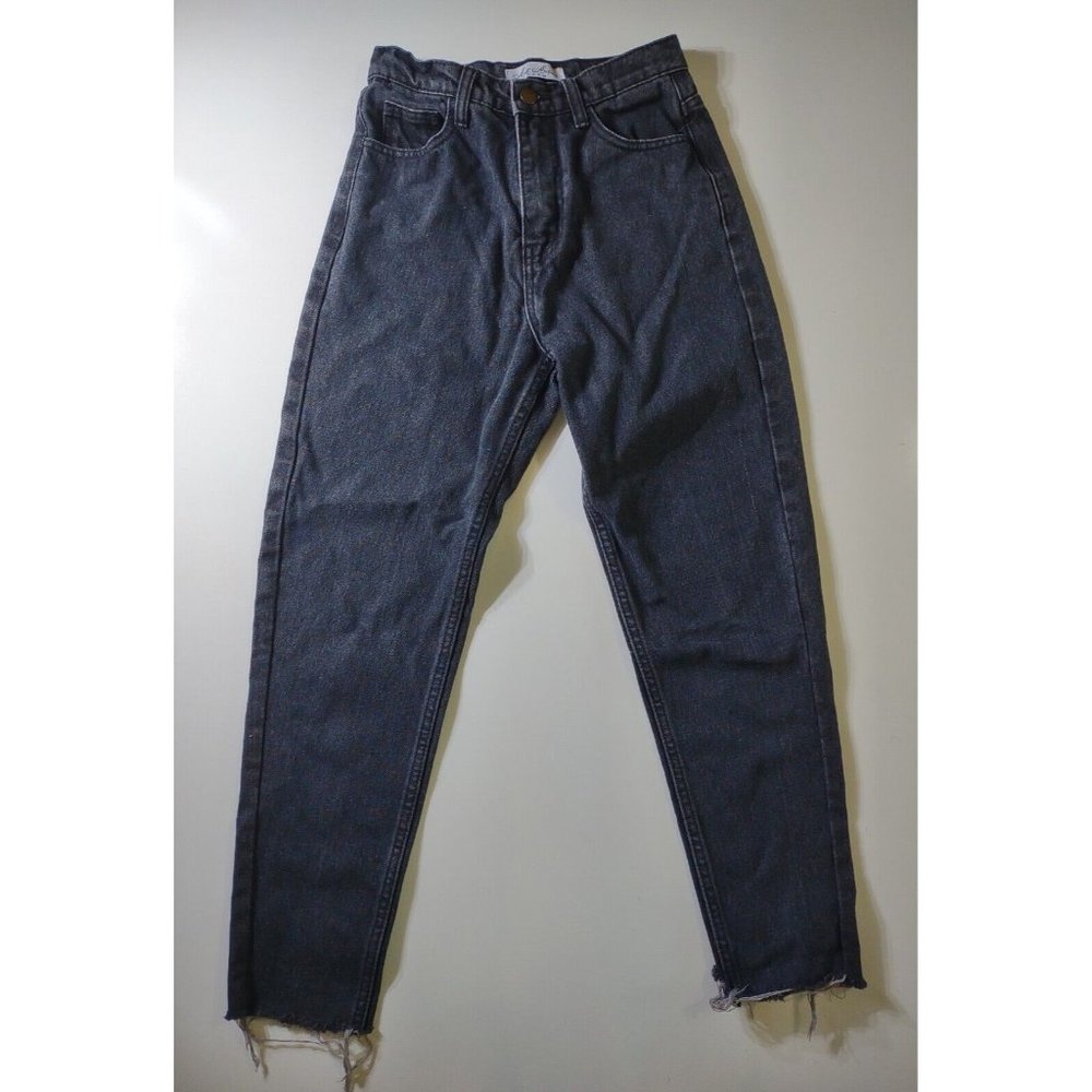 Aili Artisan High Waisted Raw Ankle Black Jeans Womens Size 26